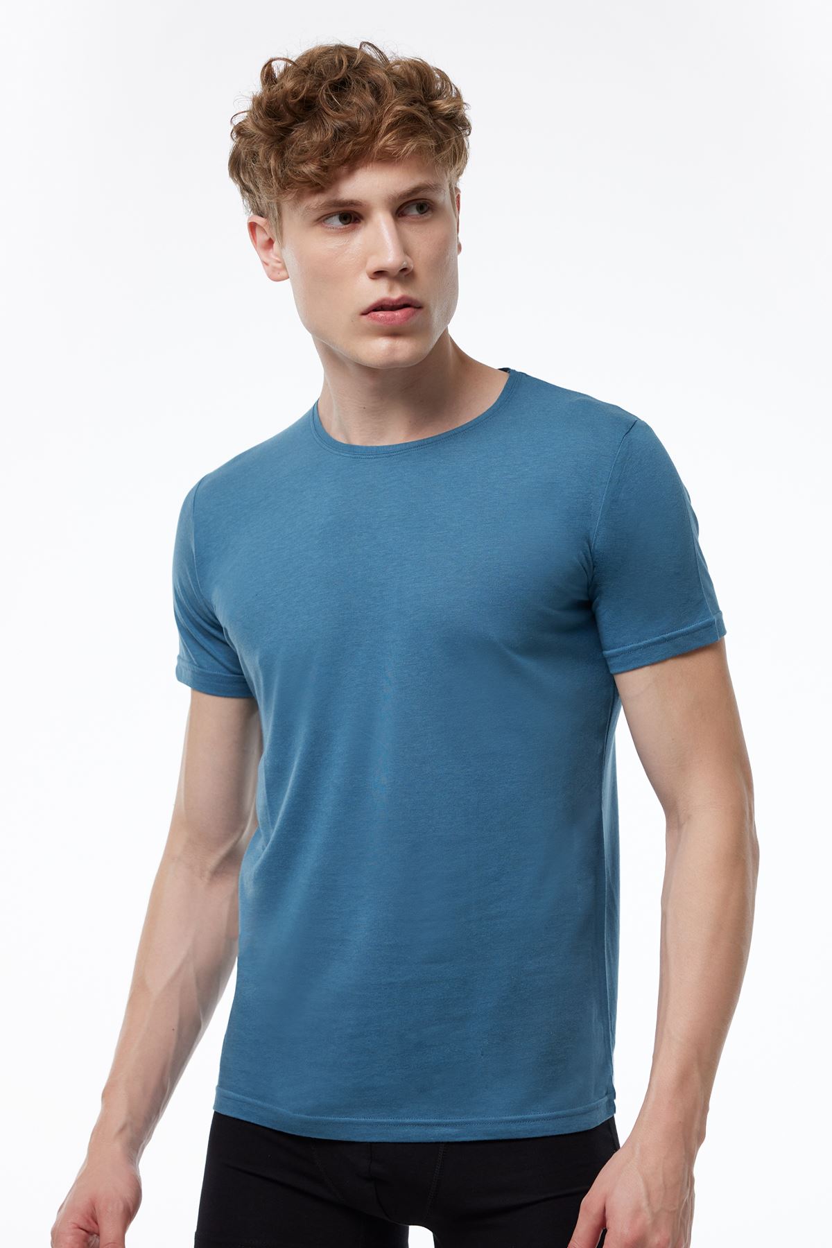 Erkek Yeşil Bordo Mavi 3 Lü Paket Basic Yuvarlak Yaka İnce Modal Yaz Serinliği Tshirt 084