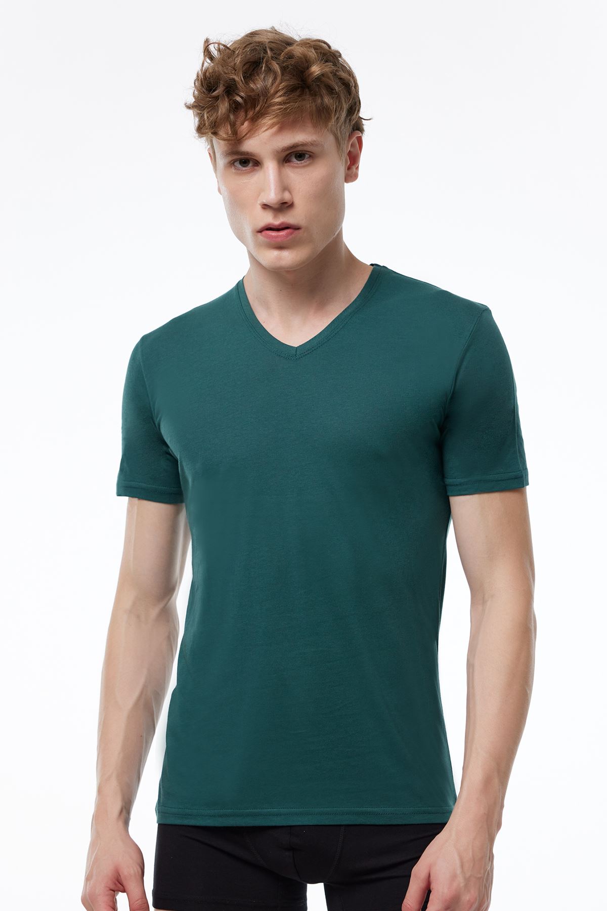 Erkek Çok Renkli 5 Li Paket Basic V Yaka İnce Modal Yaz Serinliği Tshirt 5M085