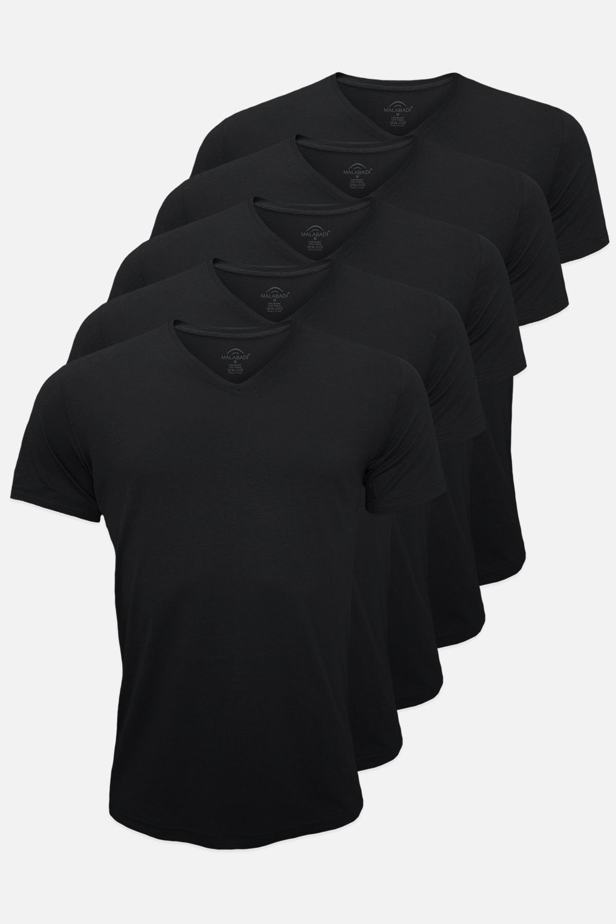 Erkek Siyah 5 Li Paket Basic V Yaka İnce Modal Yaz Serinliği Tshirt 5M085