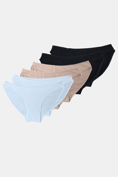 Malabadi Kadın Siyah Beyaz Ten 6 lı Paket Modal Düşük Bel Slip Külot 183