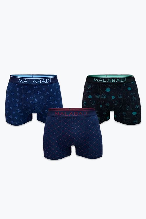 Malabadi Erkek Desenli Modal Boxer 3 Adet 3M252