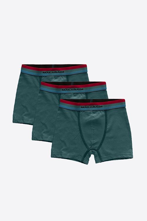 Malabadi Erkek Çocuk Yeşil 3 lü Pamuk Elastan Boxer 3M208