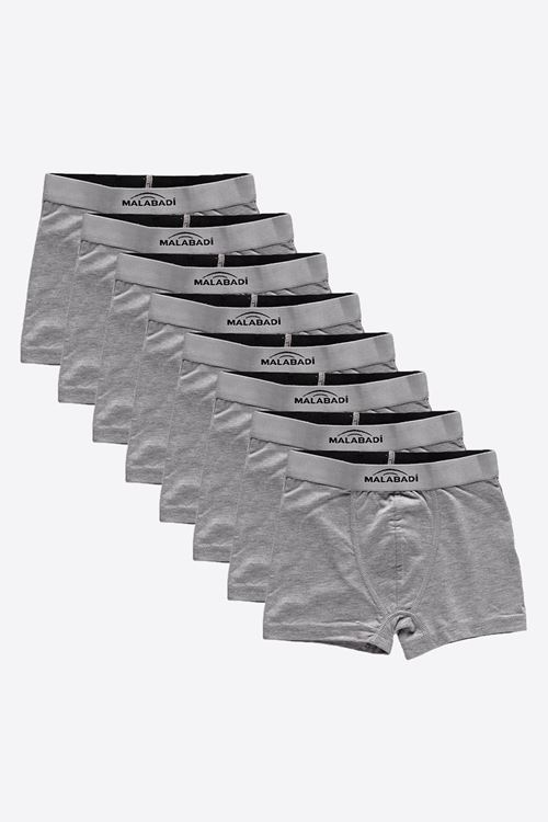 Malabadi Erkek Çocuk Gri 8 li Pamuk Elastan Boxer 8M208