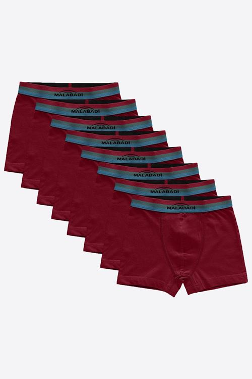 Malabadi Erkek Çocuk Bordo 8 Li Pamuk Elastan Boxer 8M208