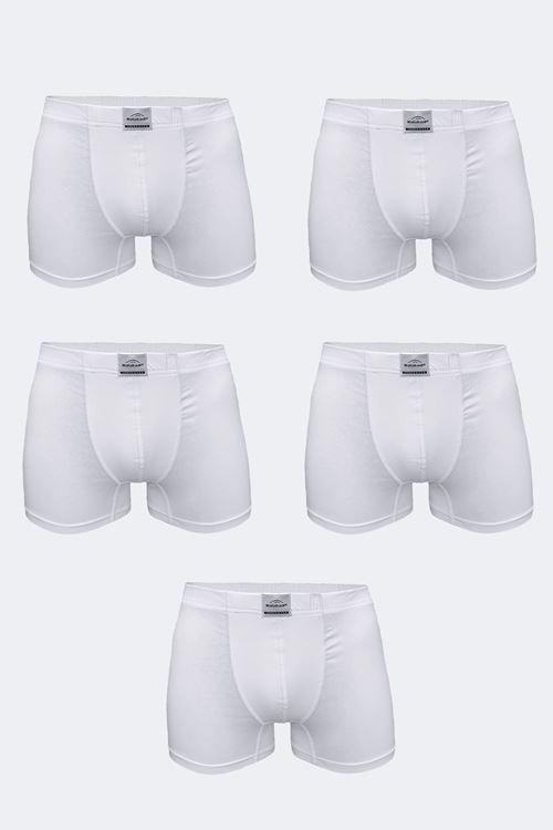Malabadi Erkek Beyaz 5 Li Pamuk Elastan Boxer 5M074