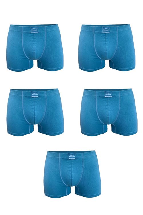 Malabadi Erkek Mavi 5 Li Pamuk Elastan Boxer 5M074
