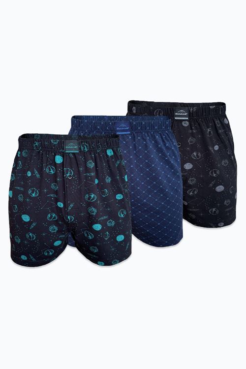 Malabadi Erkek 3 lü Set-1 Premium Collection Desenli Geniş Kalıp Büyük Beden Modal Boxer 3M90254