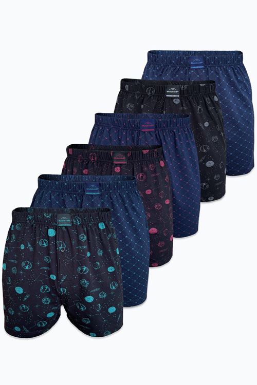 Malabadi Erkek 6 lı Set-1 Premium Collection Desenli Geniş Kalıp Büyük Beden Modal Boxer 6M90254