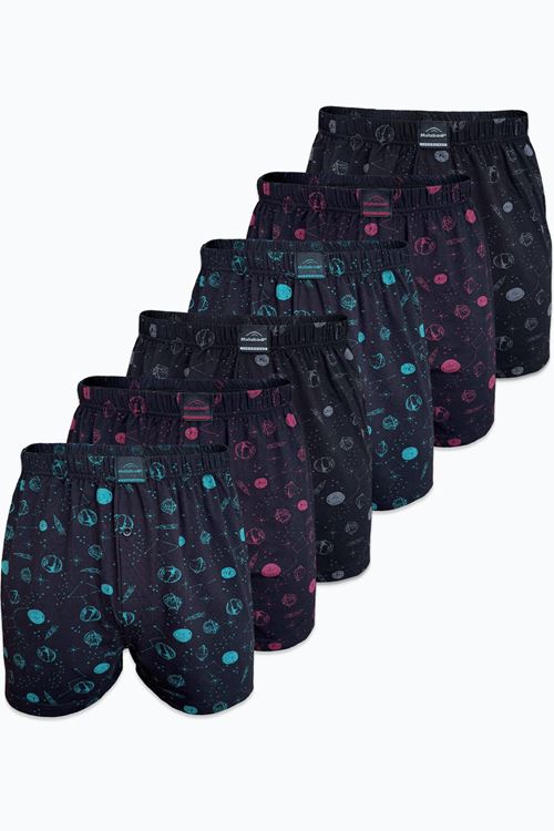 Malabadi Erkek 6 lı Siyah Premium Collection Desenli Geniş Kalıp Büyük Beden Modal Boxer 6M90254