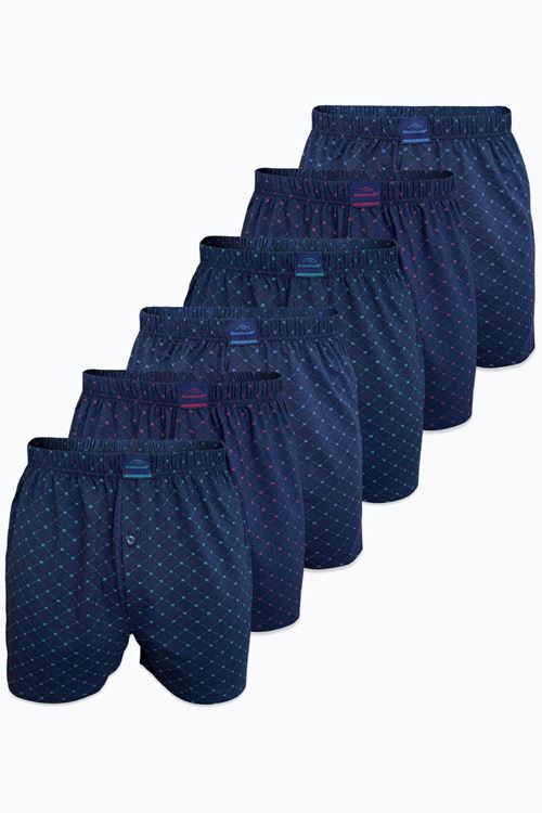 Malabadi Erkek 6 lı Lacivert Premium Collection Desenli Geniş Kalıp Büyük Beden Modal Boxer 6M90254