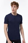 Erkek Lacivert Düğmeli Yaka İnce Modal Yaz Serinliği T-Shirt 083