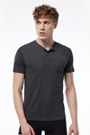 Erkek Antrasit Düğmeli Yaka İnce Modal Yaz Serinliği T-Shirt 083
