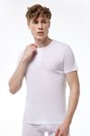 Erkek Beyaz Düğmeli Yaka İnce Modal Yaz Serinliği T-Shirt 083
