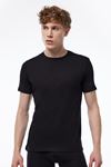 Erkek Siyah Basic Yuvarlak Yaka İnce Modal Yaz Serinliği Tshirt 084
