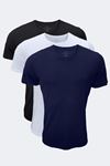 Erkek Siyah Beyaz Lacivert 3 Lü Paket Basic Yuvarlak Yaka İnce Modal Yaz Serinliği Tshirt 084