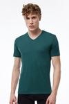 Erkek Yeşil Basic V Yaka İnce Modal Yaz Serinliği Tshirt 085