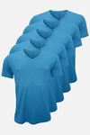 Erkek Mavi 5 Li Paket Basic V Yaka İnce Modal Yaz Serinliği Tshirt 5M085