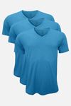 Erkek Mavi 3 Lü Paket Basic V Yaka İnce Modal Yaz Serinliği Tshirt 3M085
