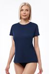 Kadın Lacivert Basic Yuvarlak Yaka İnce Modal Yaz Serinliği Tshirt 7050