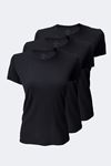 Kadın Siyah 3 lü Basic Yuvarlak Yaka İnce Modal Yaz Serinliği Tshirt 3M7050