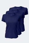 Kadın Lacivert 3 Lü Basic Yuvarlak Yaka İnce Modal Yaz Serinliği Tshirt 3M7050