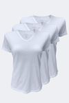 Kadın Beyaz 3 Lü V Yaka İnce Modal Yaz Serinliği Tshirt 3M7051