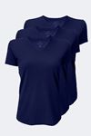 Kadın Lacivert 3 Lü V Yaka İnce Modal Yaz Serinliği Tshirt 3M7051