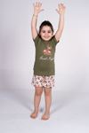 Malabadi Kız Çocuk Yeşil Kısa Kollu Yazlık Pijama Baskılı Şortlu Takım 4004